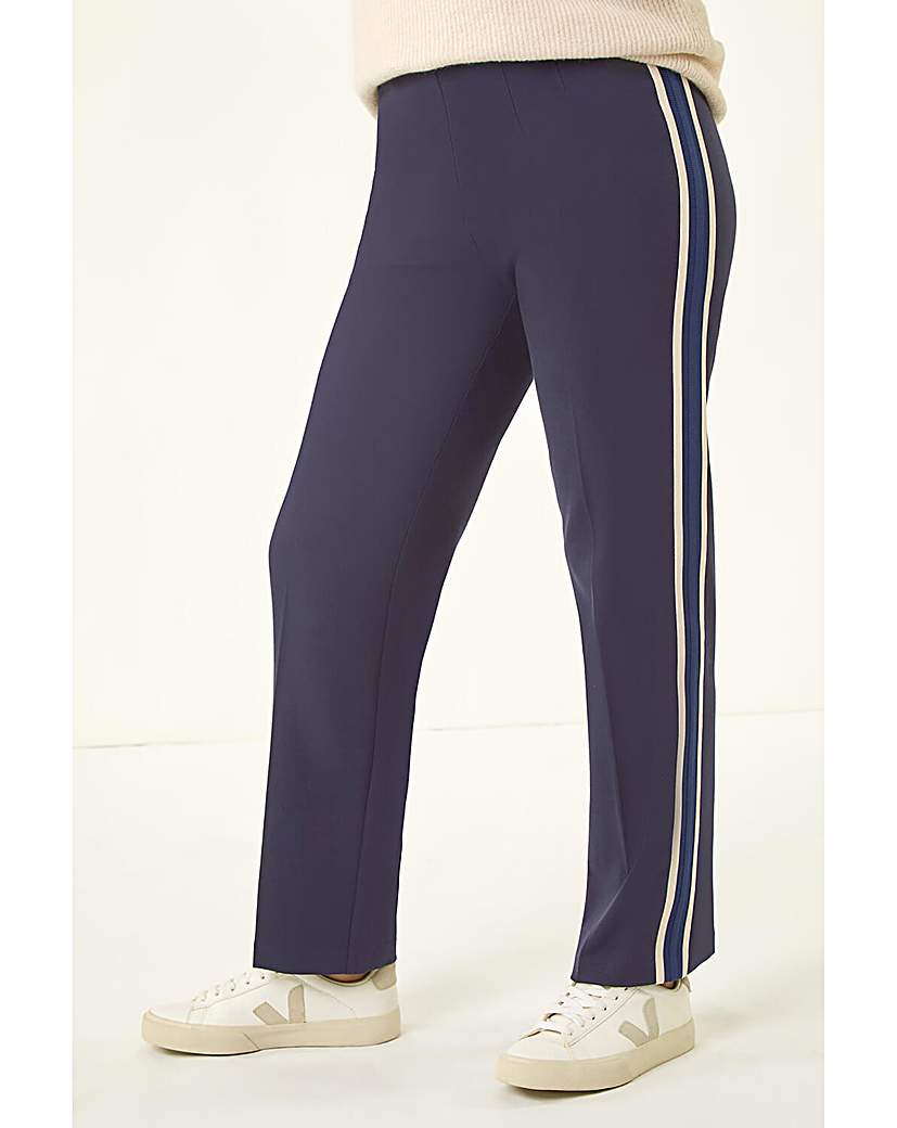 Roman Petite Side Stripe Ponte Trouser, Blue, Size 18, Women - Image 3