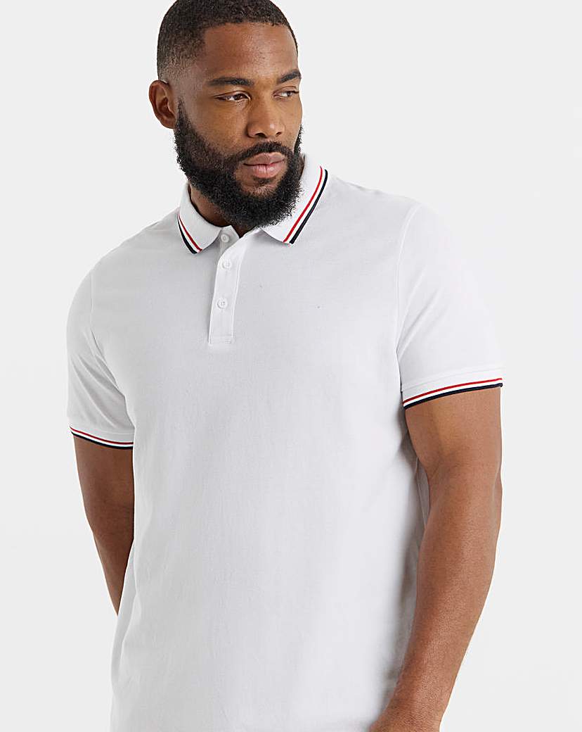 Pure Cotton Pique Tipped Polo White Jacamo …