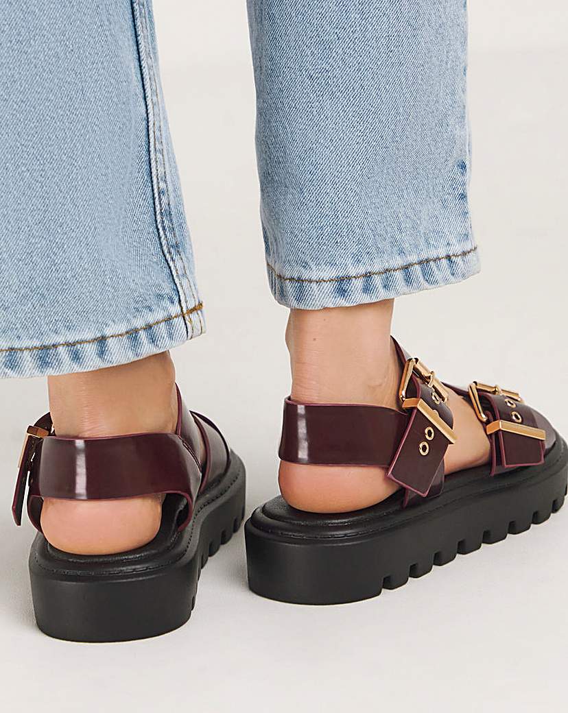 Two Part Buckle Chunky Sandal Wide