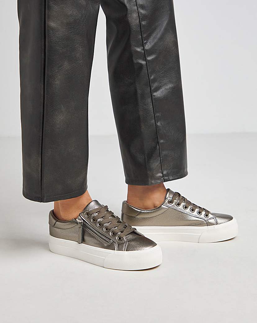 Lace Up Zip Chunky Trainer Ex Wide