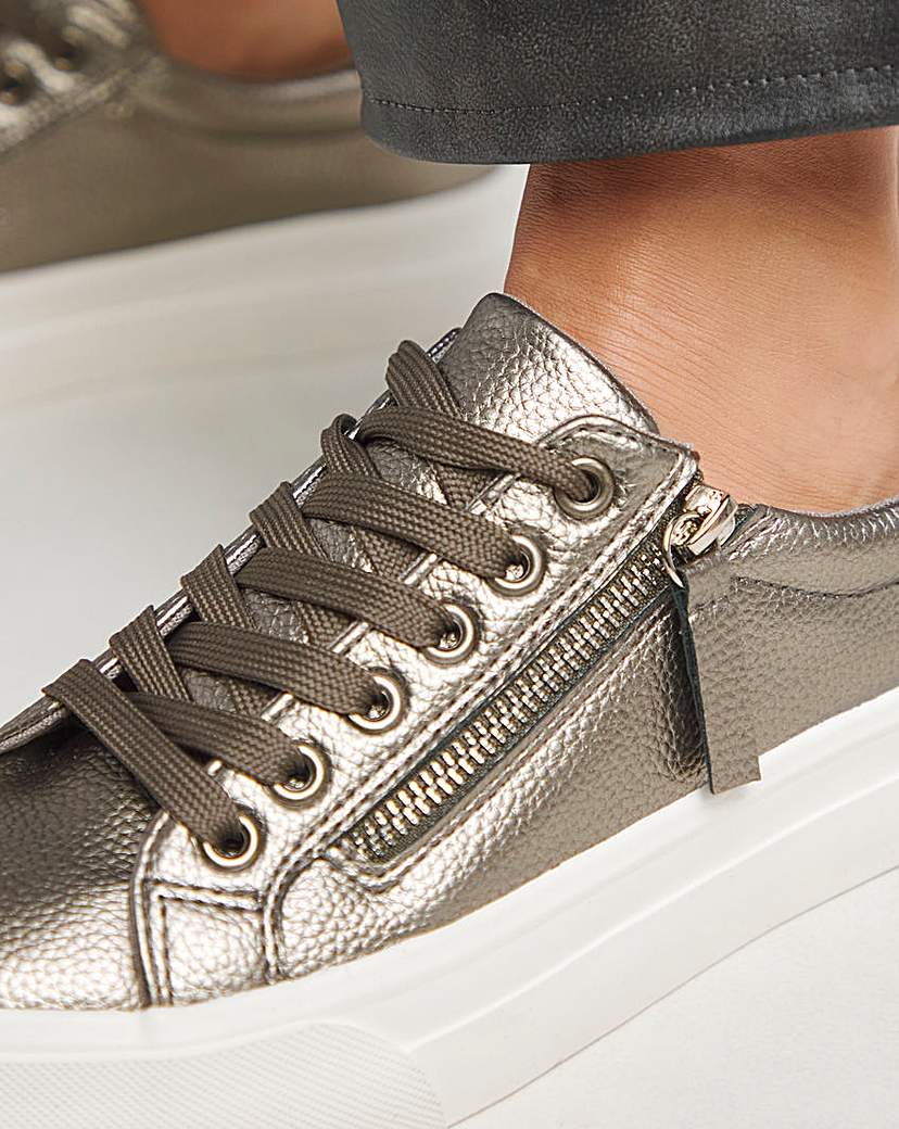 Lace Up Zip Chunky Trainer Ex Wide