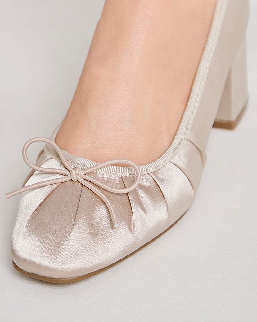 Block Heel Ballerina Shoes Ex Wide