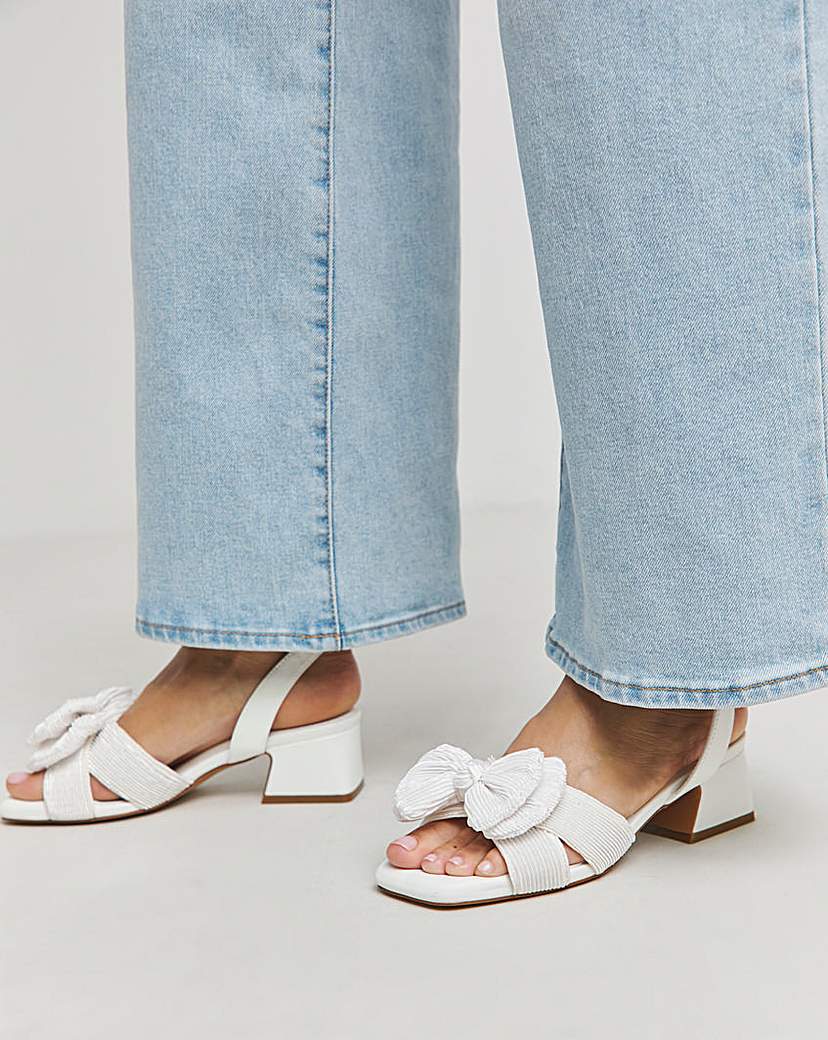 Double Bow Low Block Heel Ex Wide Fit