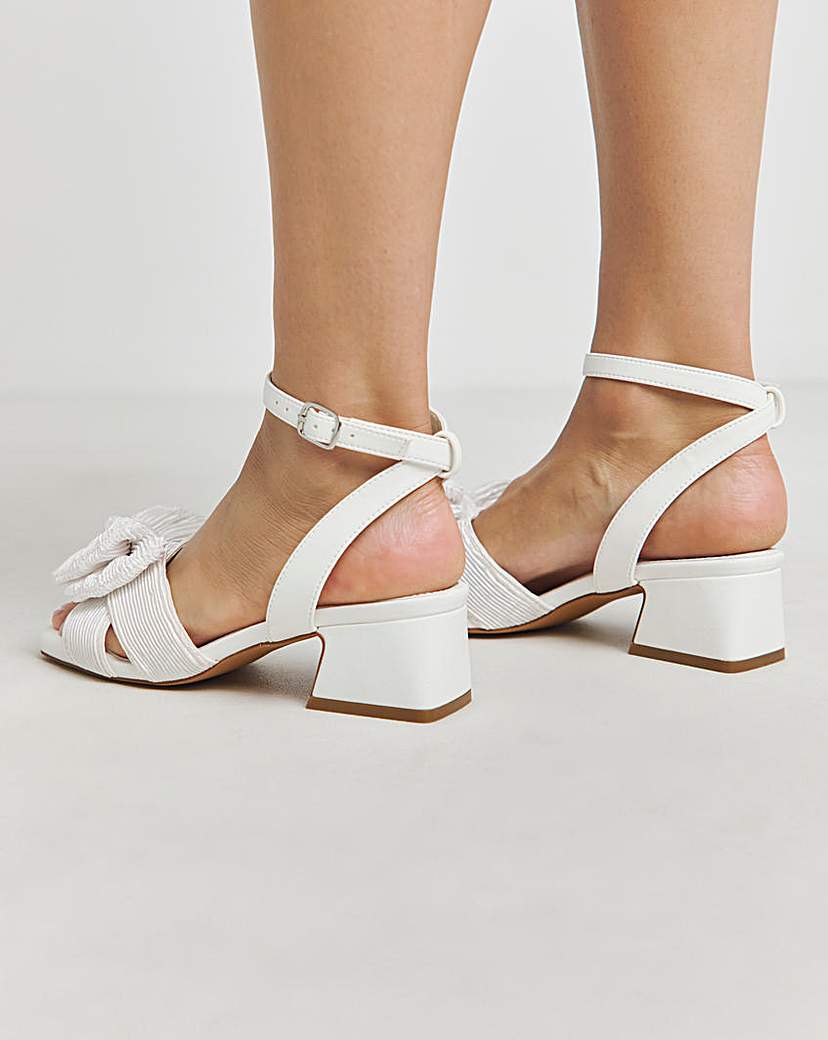 Double Bow Low Block Heel Ex Wide Fit