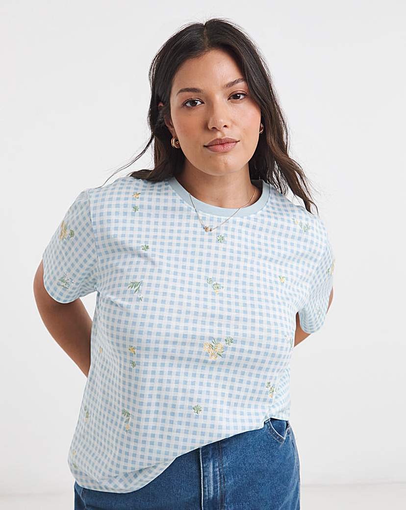 Ditsy Floral Embroidered Tee Blue Ditsy Simply …