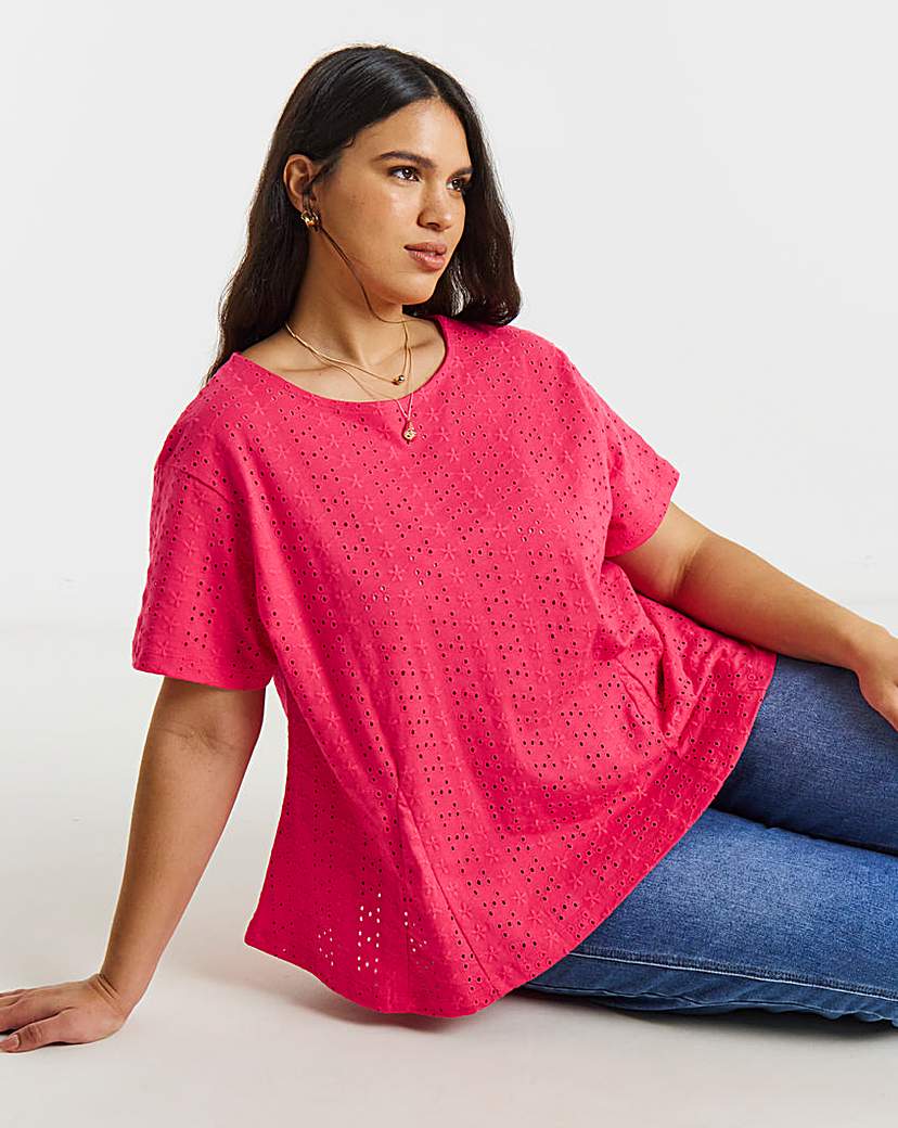 Stretch Broderie Fit and Flare Top