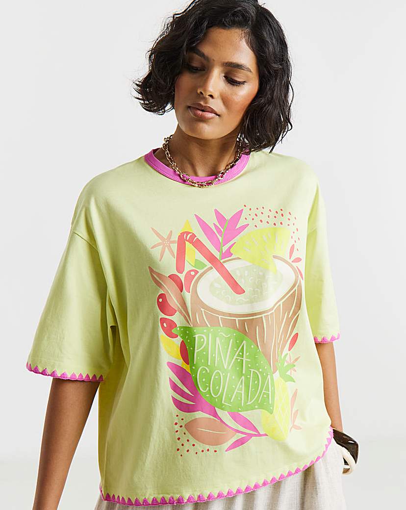 New In - Pina Colada Graphic Oversized T-Shirt