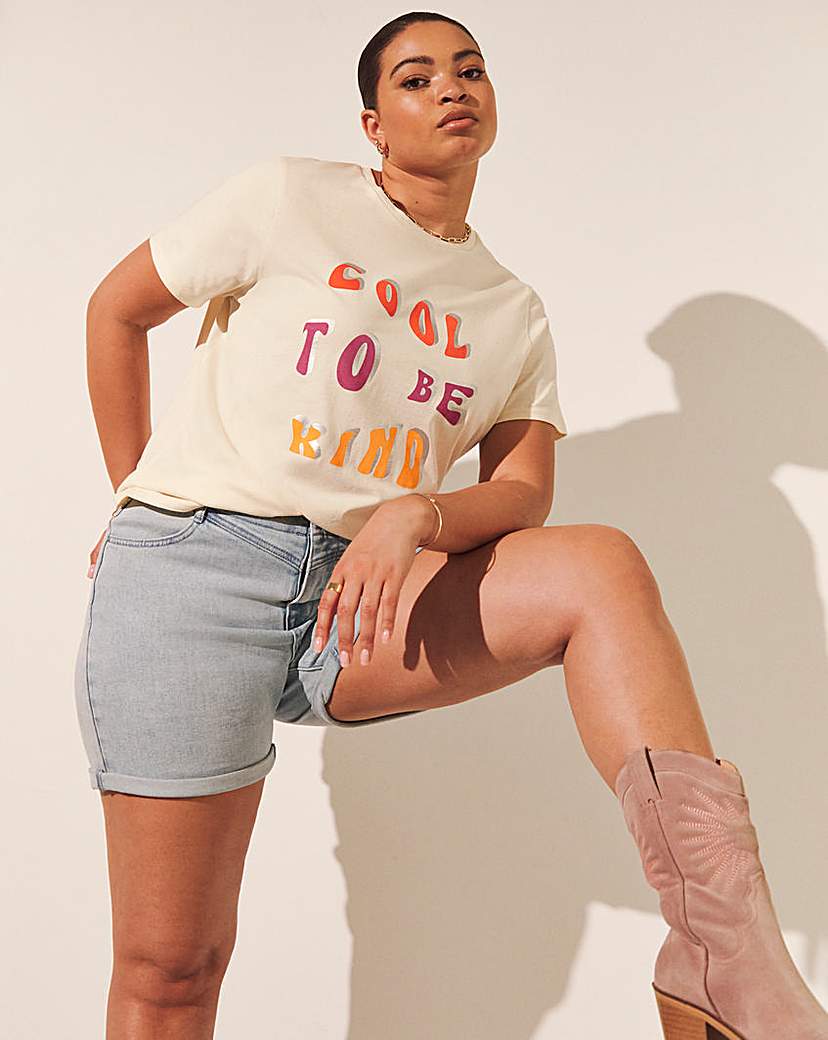 Ivory Cool To Be Kind Foil Slogan Tee