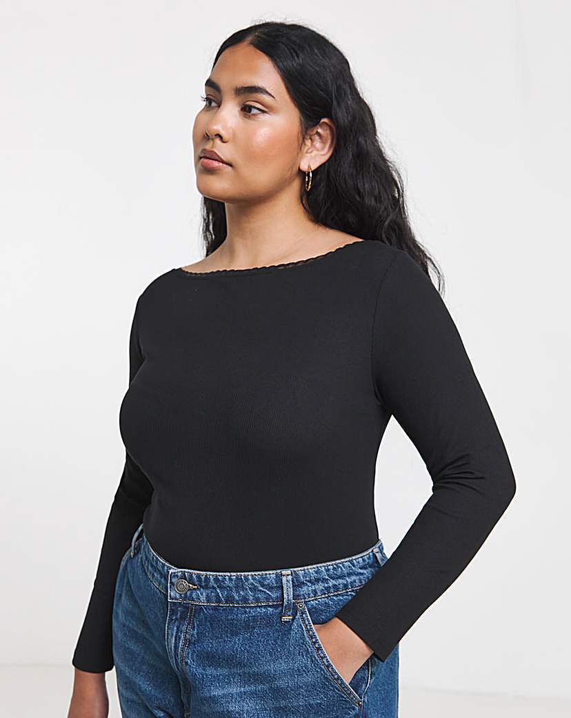 Lace Slash Neck LS