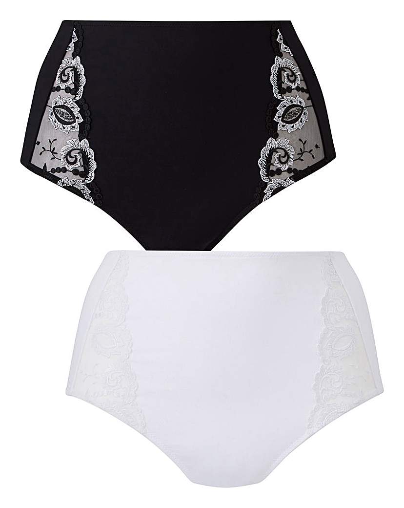 Image of 2 Pack Blk/Wht Joanna Embroidered Brief