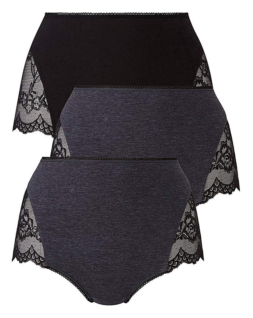 Image of 3 Pack Black Marl and Lace Full Briefs