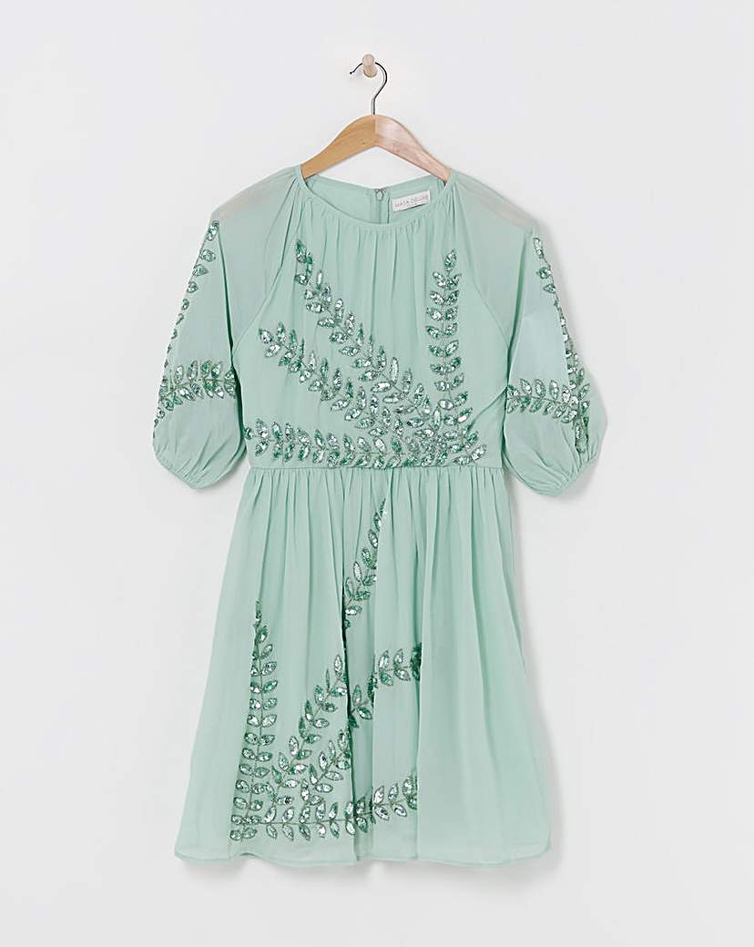 Maya Curve Puff Sleeve Sequin Dress