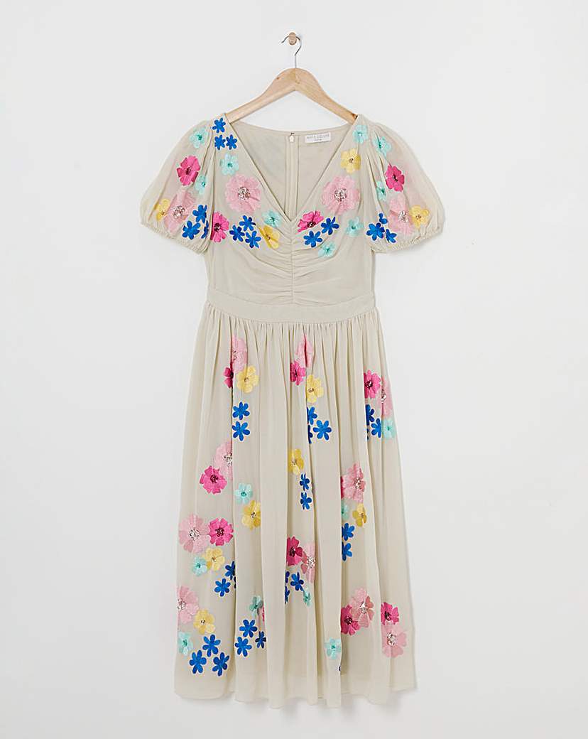 Maya Curve V Neck Floral Dress
