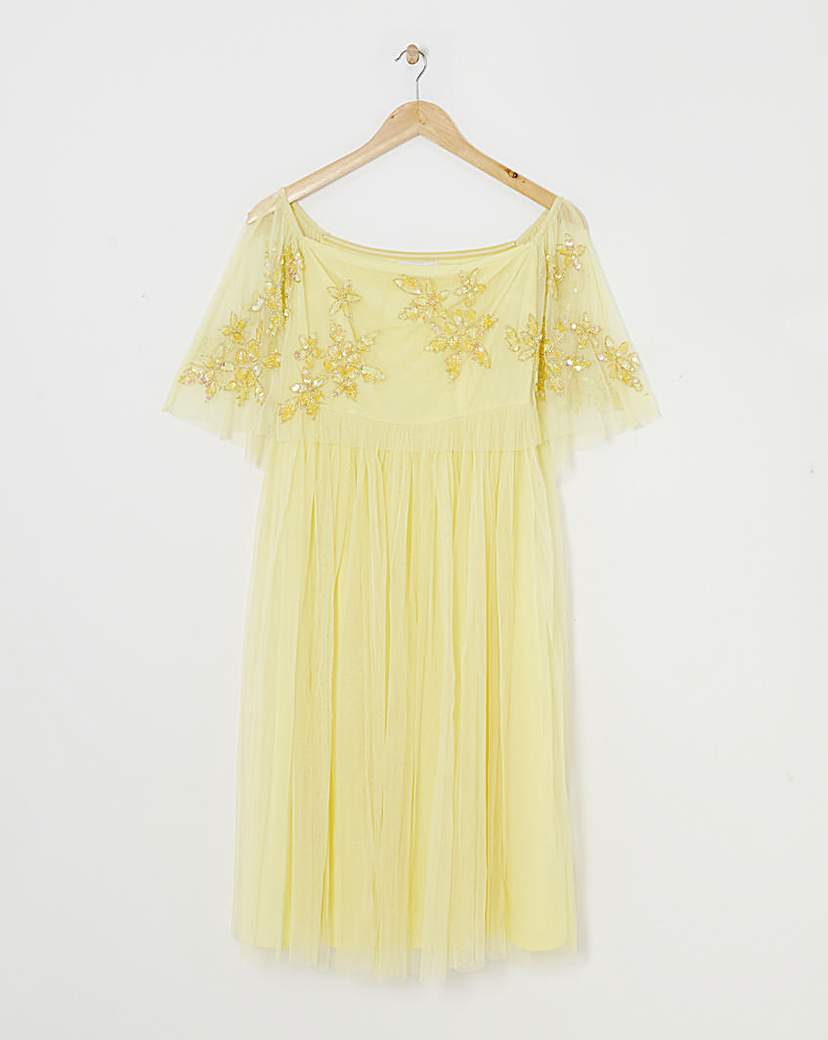 Maya Curve Bardot Embroidered Dress
