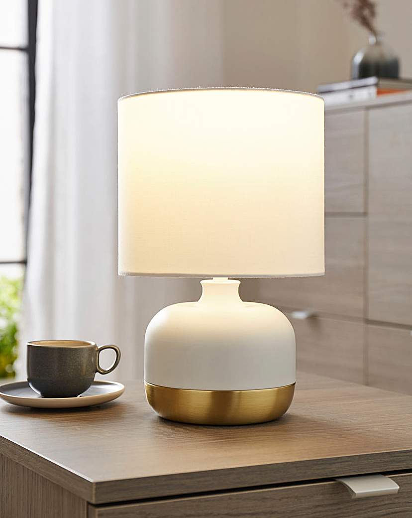 White and Gold Touch Table Lamp White - Searchlight