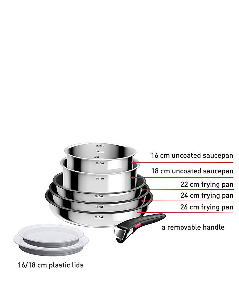 New In - Tefal Ingenio 8 Piece Stainless Pan Set