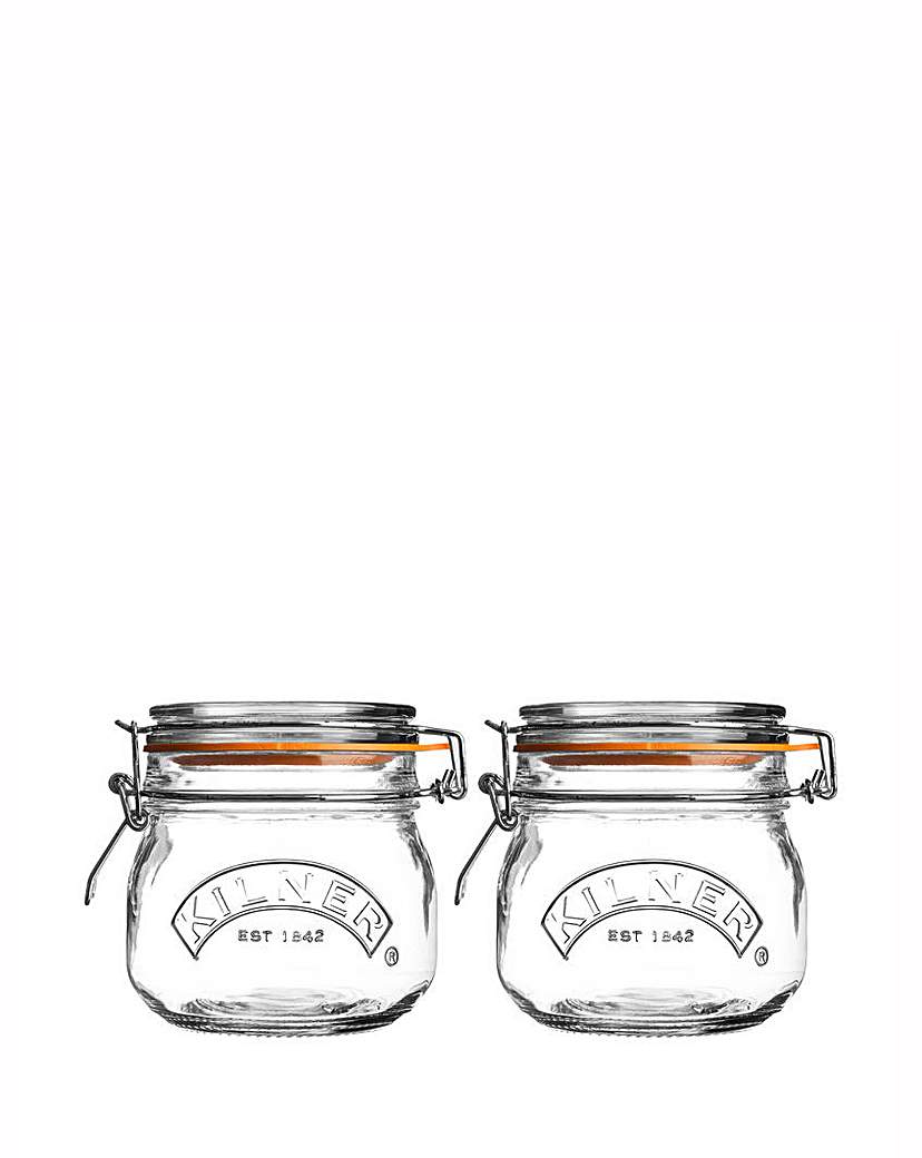 Kilner 2 Clip Top Square Jars 0.5l