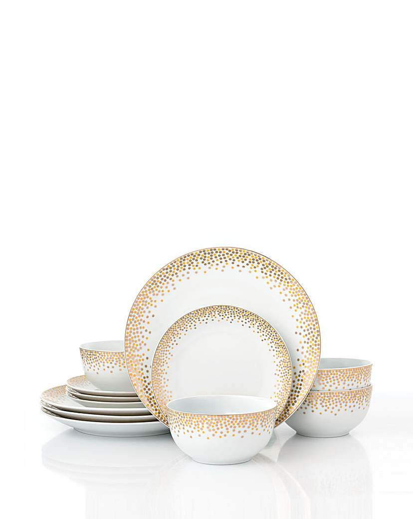 New In - Waterside Gold Sparkle 12 PC Dinner Set