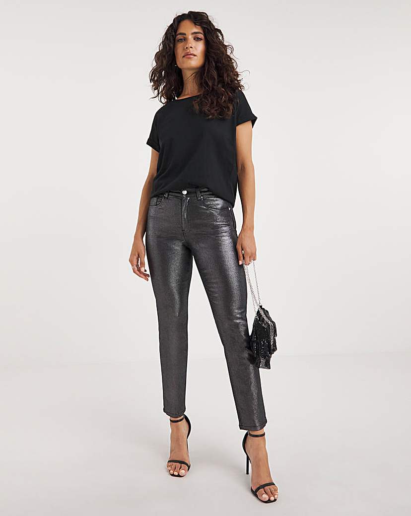 Metallic Slim Leg Jean