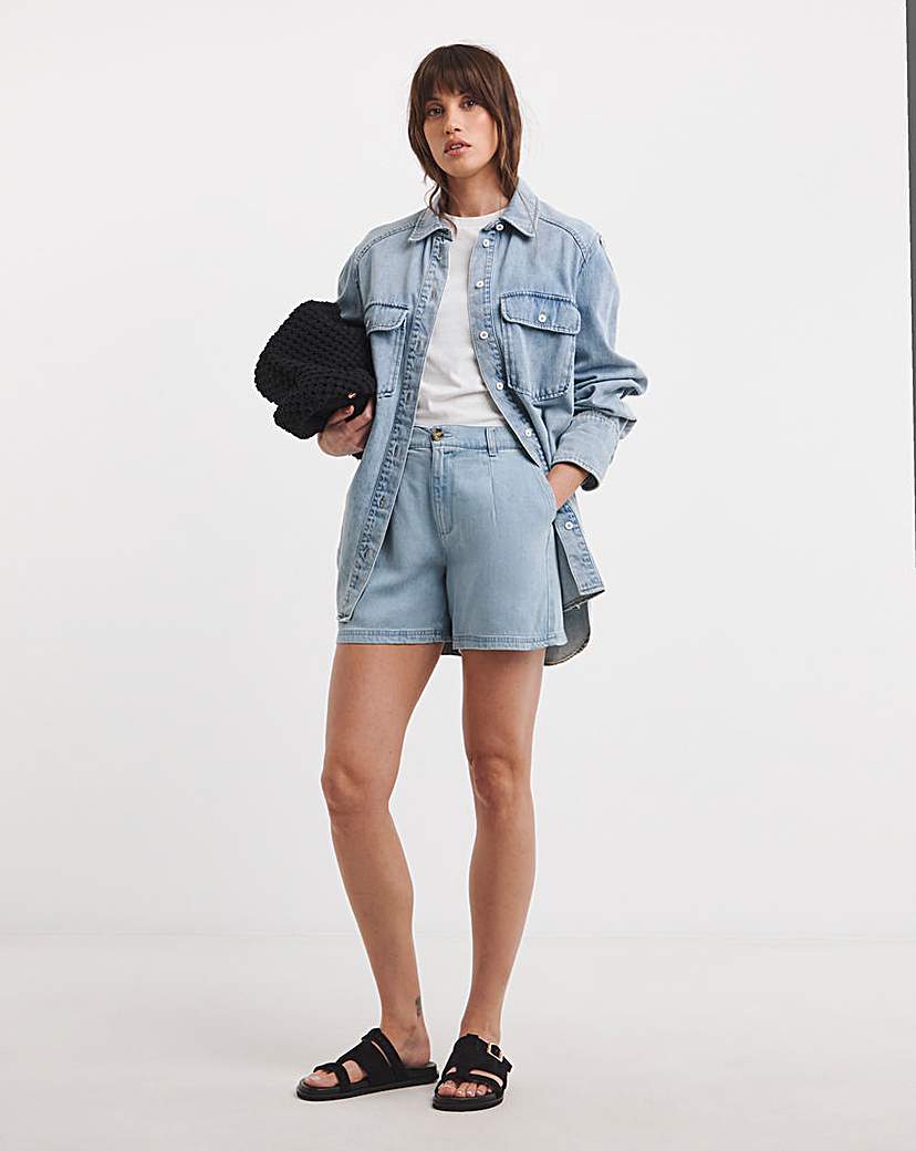Blue Lyocell Shorts
