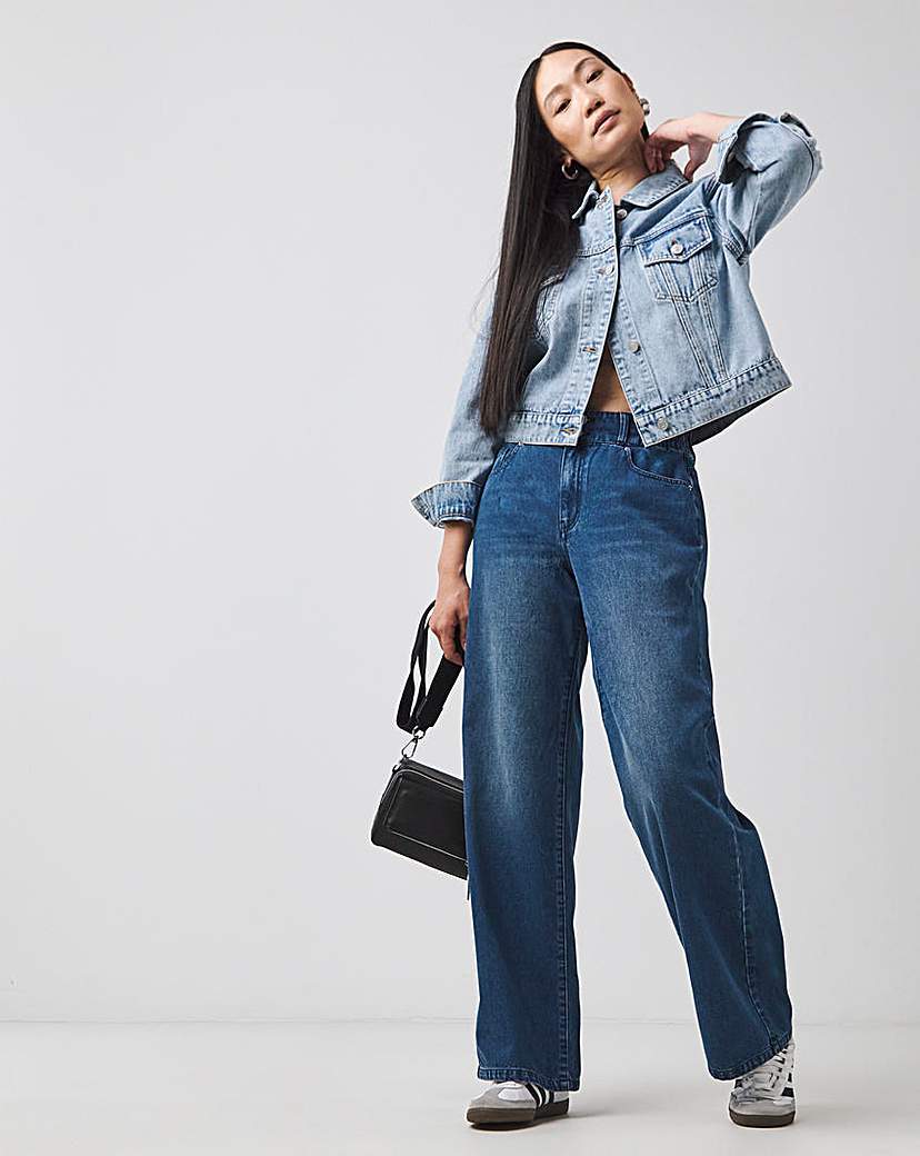 Elasticated Waist Wide Leg Jeans