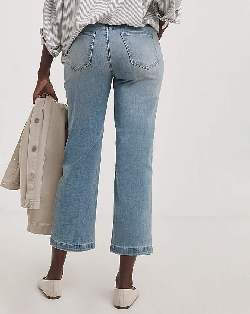 Light Blue Straight Leg Crop Jeans