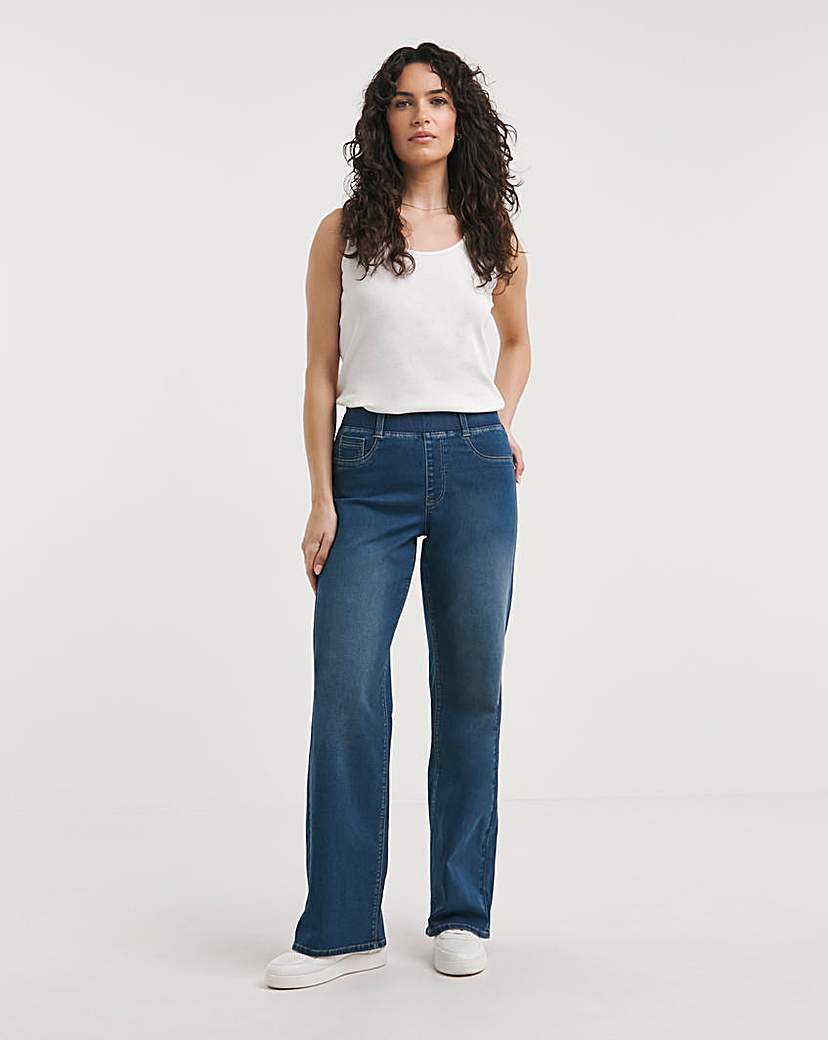 Mid Blue Wide Leg Jeggings