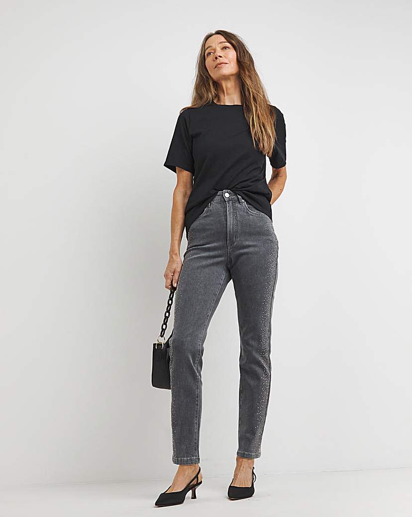 Diamante Grey Slim Leg Jean