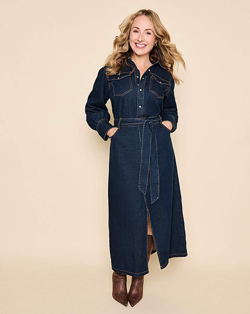 Indigo Denim Maxi Shirt Dress