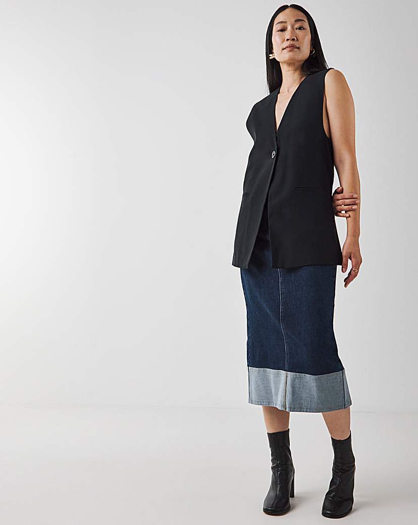 Raw Indigo Turn Up Skirt