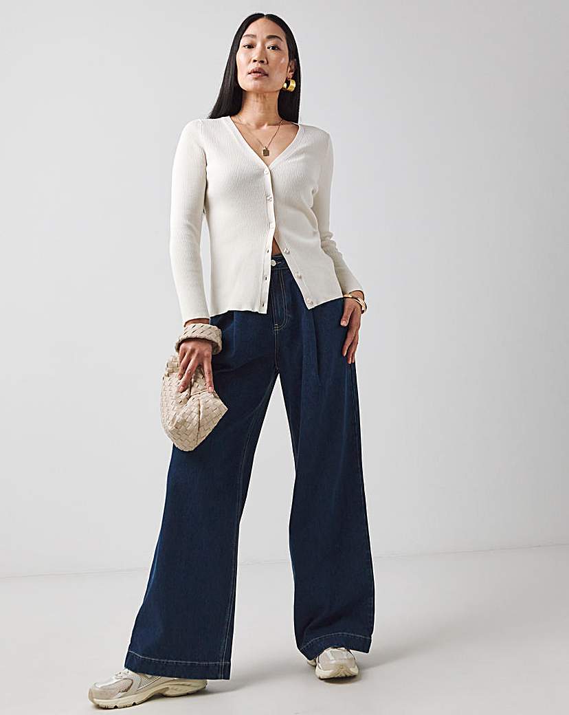 Pleat Front Wide Leg Jean