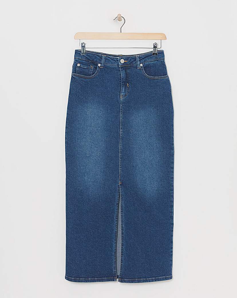 Western Blue Magisculpt Maxi Denim Skirt