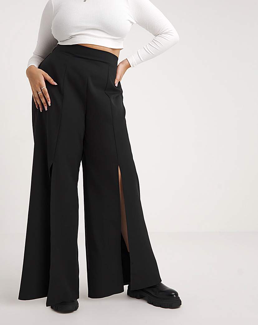 Split Front Wide Leg Trousers