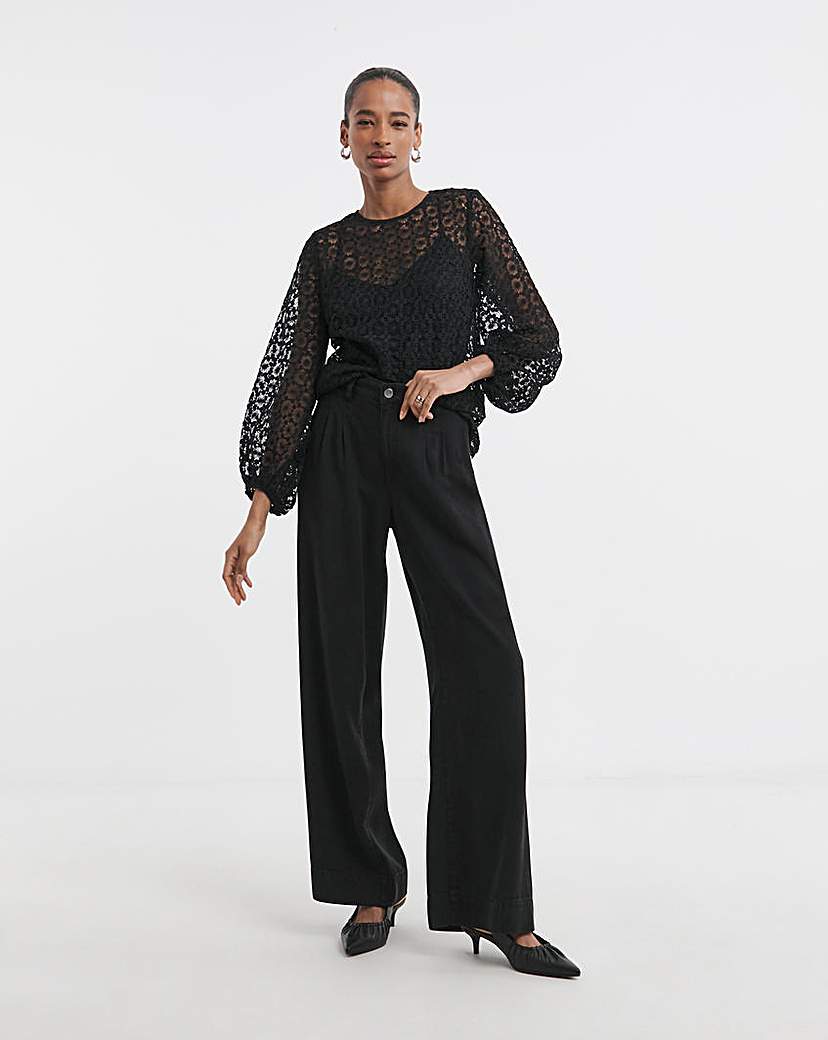 New In - Black Lyocell Wide Leg Jeans