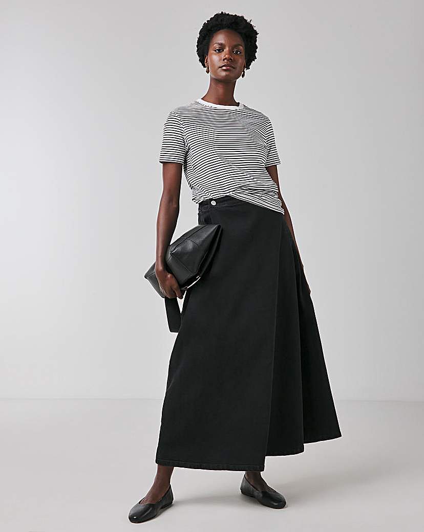 Denim Black Full Pleat Skirt