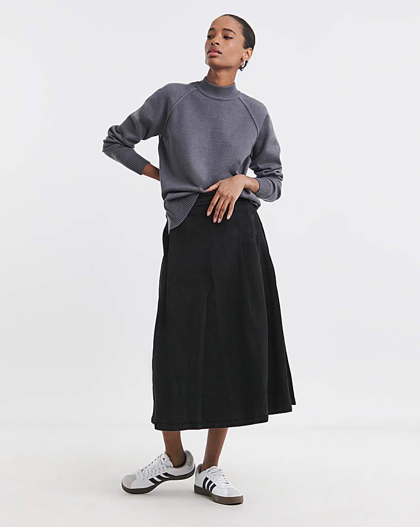 Denim Black Full Pleat Skirt