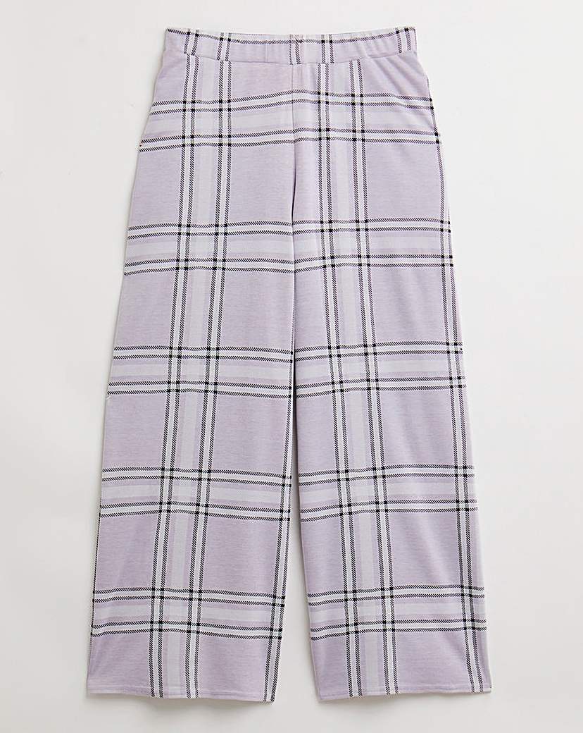 Lilac Check Wide Leg Trousers - Lilac Check