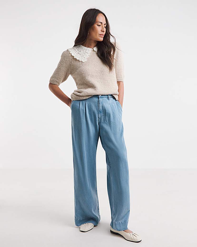 New In - Light Blue Lyocell Wide Leg Jeans