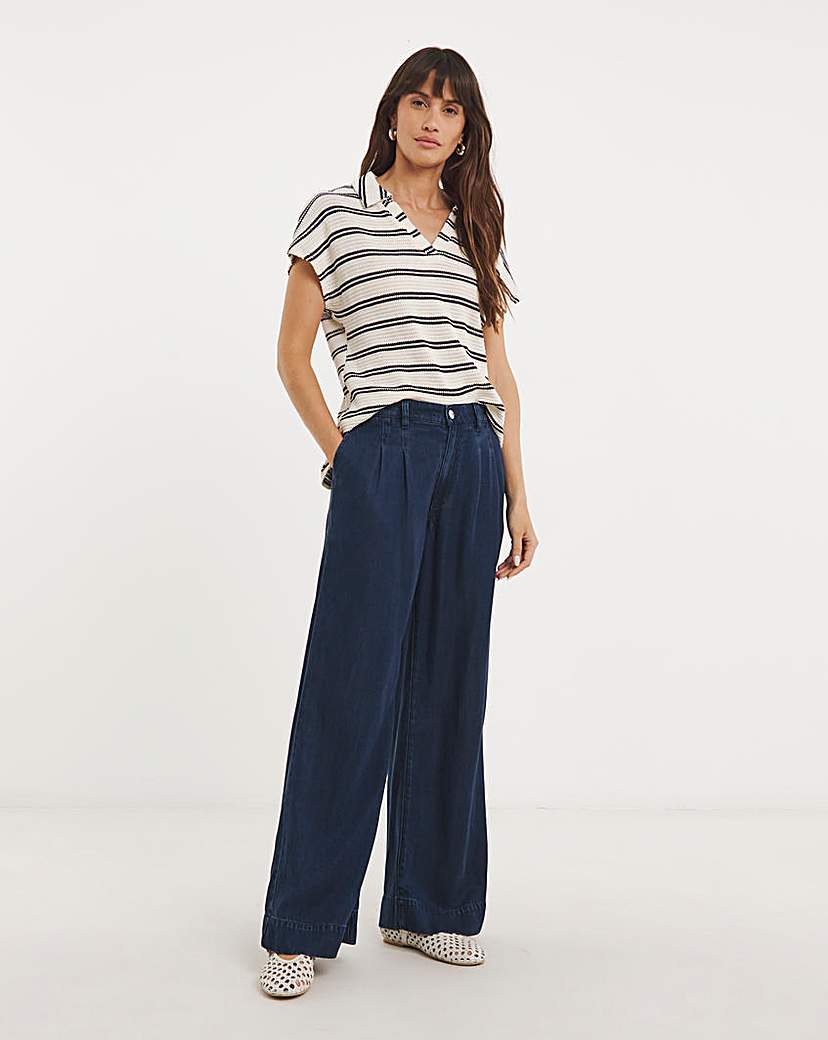 Indigo Lyocell Wide Leg Jeans