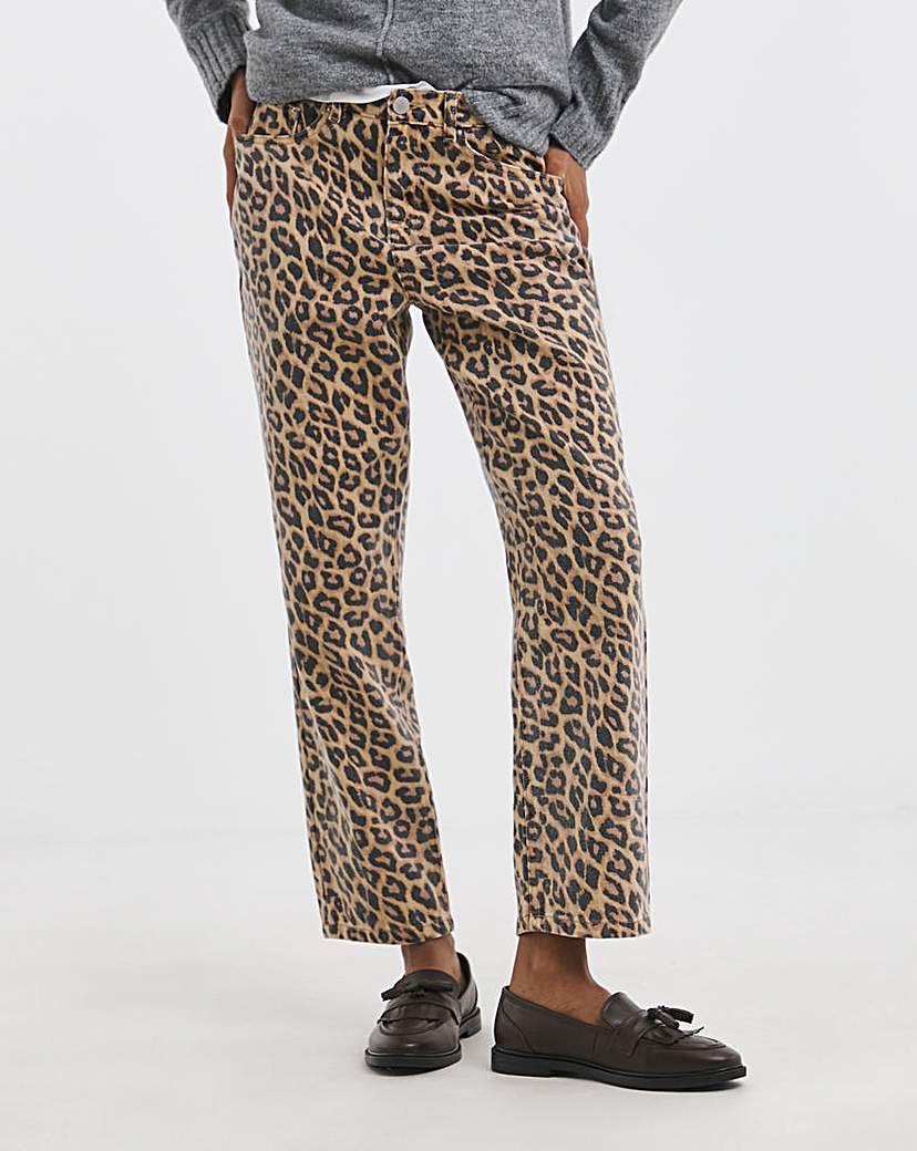 New In - Leopard Straight Leg Jean