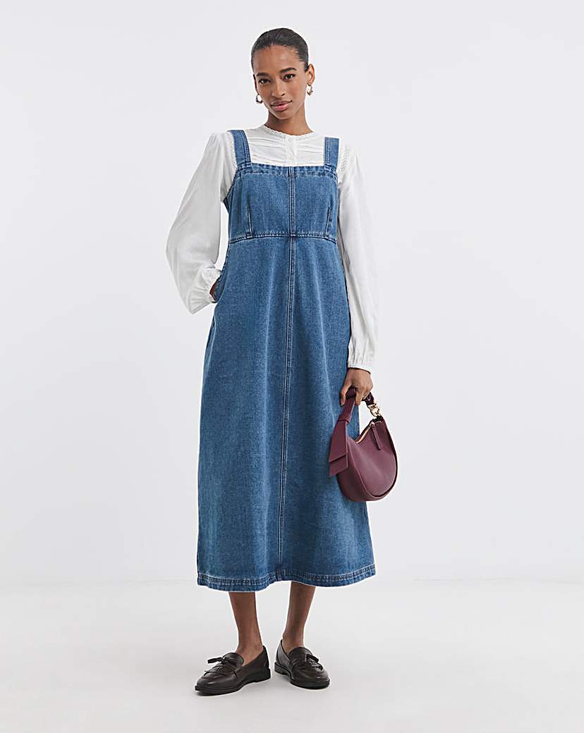 New In - Mid Blue Denim Apron Dress