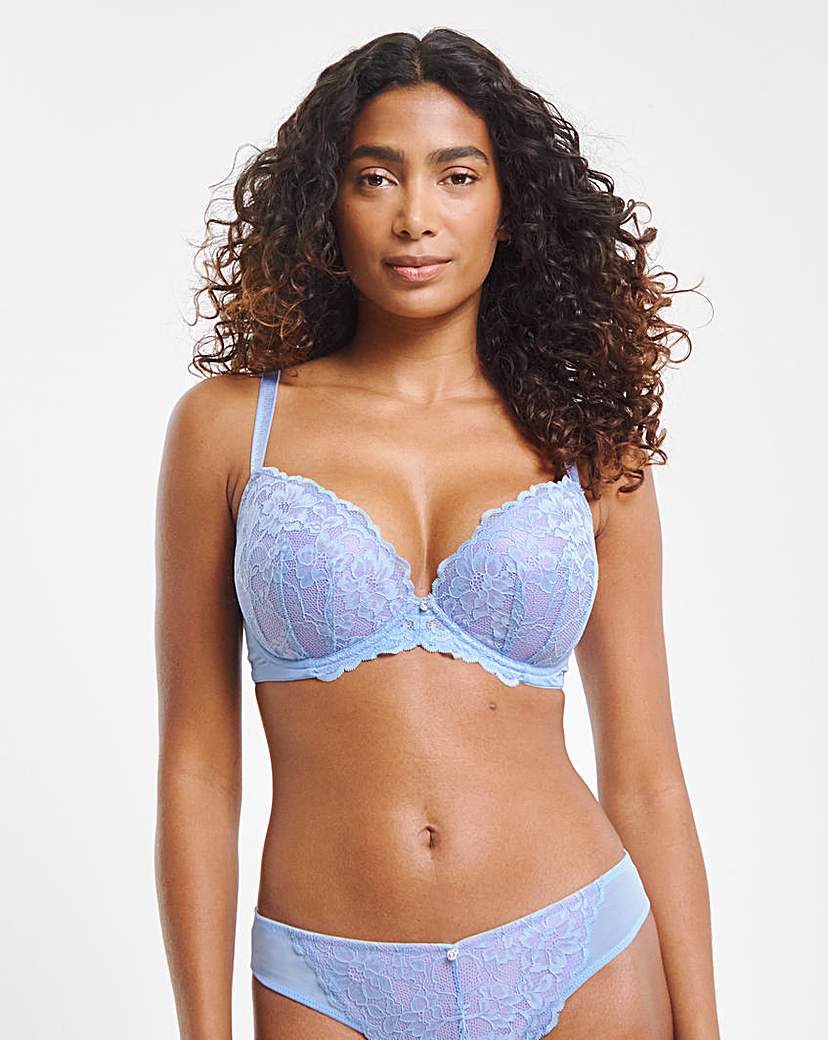 New In - Ann Summers Sexy Lace Plunge Bra Lt Blue