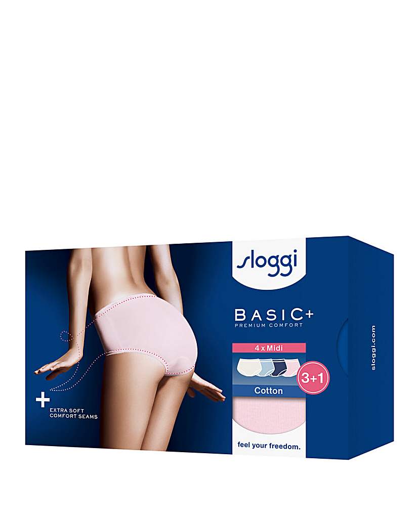 Sloggi 4Pk Basic Midi Knicker Blue Multi