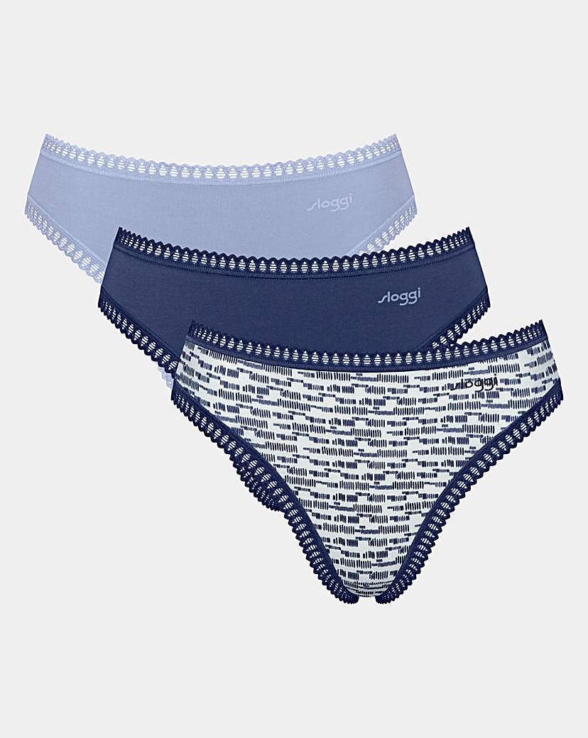 Sloggi 3Pk GoCrush Tai Knicker Blue Mult