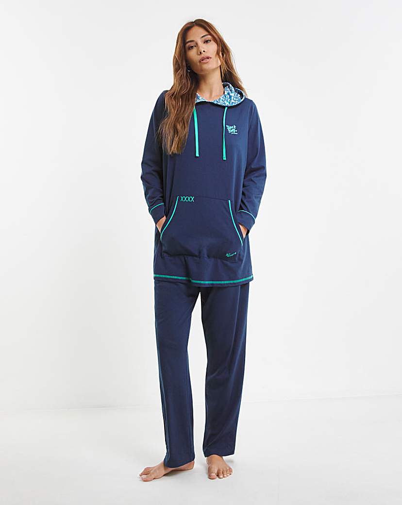 New In - Joe Browns Jersey Longline Hoodie Blue