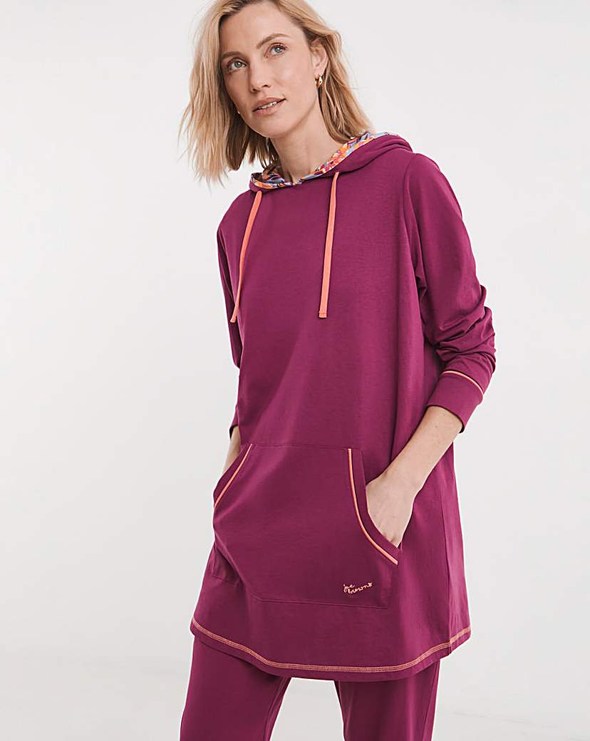 New In - Joe Browns Jersey Longline Hoodie Plum