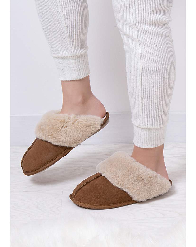 totes Ladies Real Suede Mule Slippers