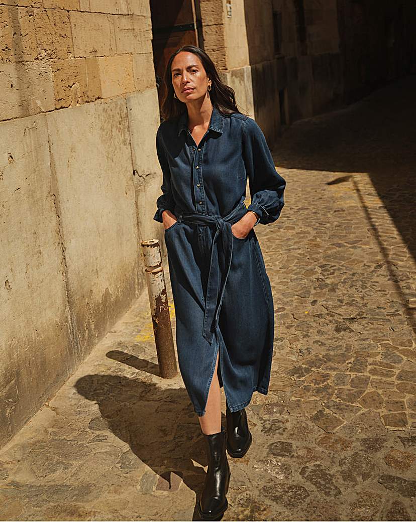 Lyocell Denim Midi Dress