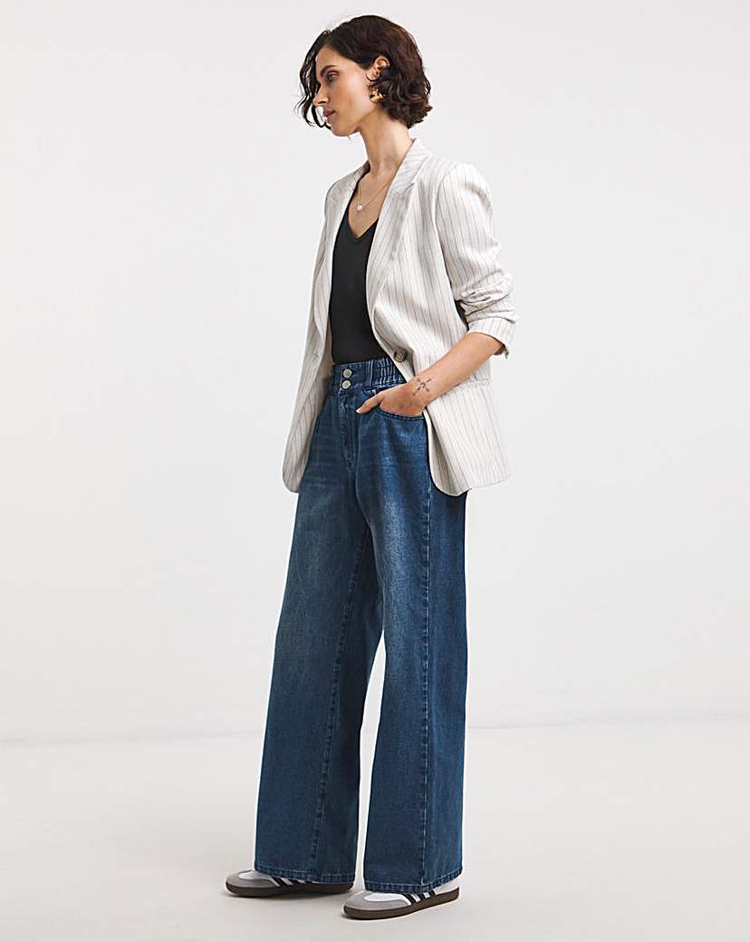 Elasticated Waist Wide Leg Jeans