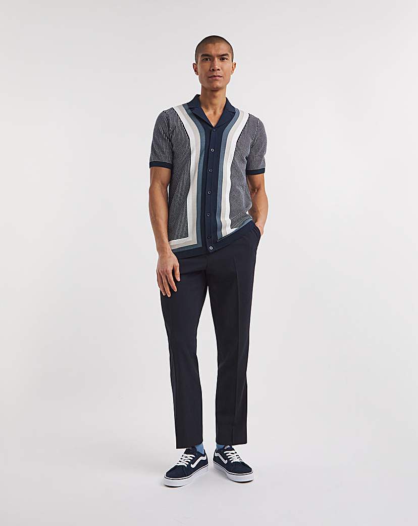 Navy Pattern Knitted Polo